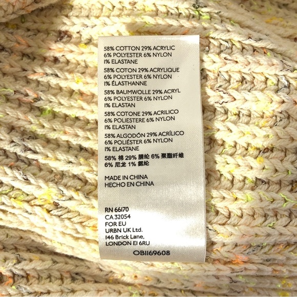 NWT Free People Ribbed Yellow Rainbow Confetti Leo Tunic Sweater Sassy Peach XS - Picture 3 of 3